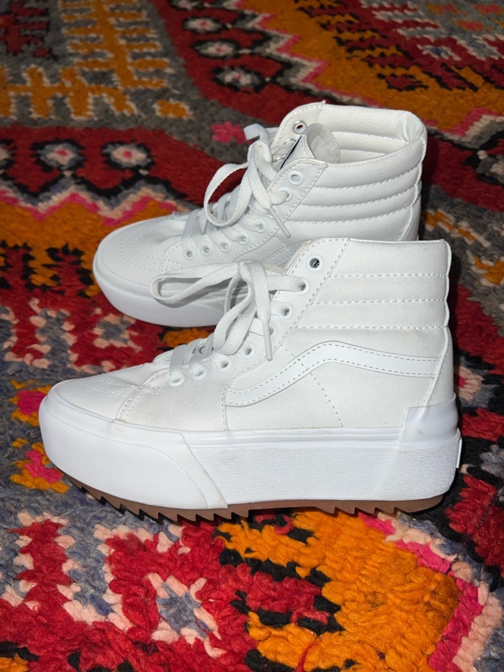 Vans SK8-hi Stacked White Gum Platform High-Top Sneakers size 6 EUC